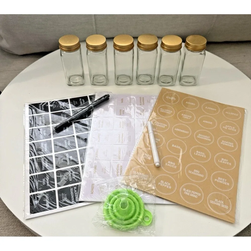 Set of 25 Glass Spice Jars Square 4